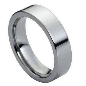 Tungsten Wedding Band Ring Polished Shiny Flat Cut